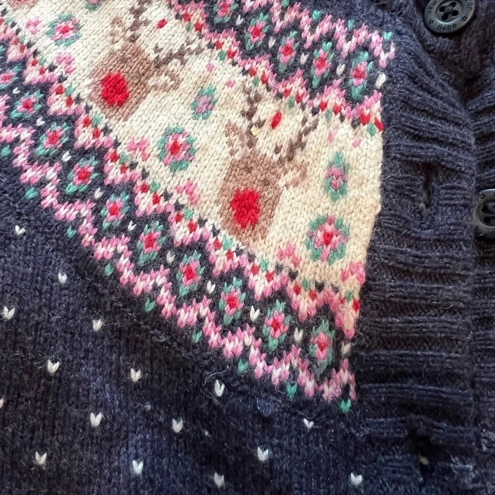 JoJo Maman Bebe Navy and Cream Patterned Sweater - Picture 2 of 3